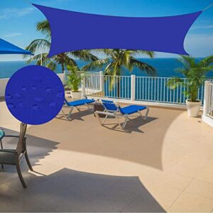 Tuosite Terylene Waterproof Sun Shade Sail UV Blocker Sunshade Patio Rectangle Knitted 220 GSM Block Fabric Pergola Carport Awning 8' x 10' in Color Blue