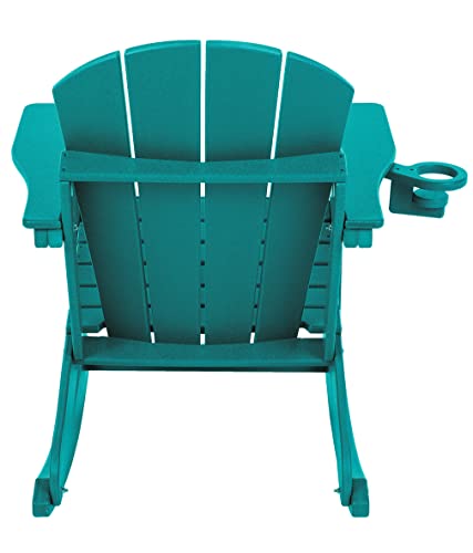 doubob Outdoor Patio Rocking Adirondack Rocker Modern Plastic Weather Resistant HDPE Lawn Chair for Porch, Garden Fire Pit Beach Backyard, Extra Large, Blue