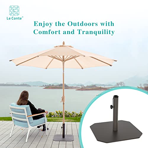 LE CONTE Iron Base Market Umbrella Base Outdoor Patio Table Umbrella Weighted Base, Rust Free (26 lbs, Dark Brown)