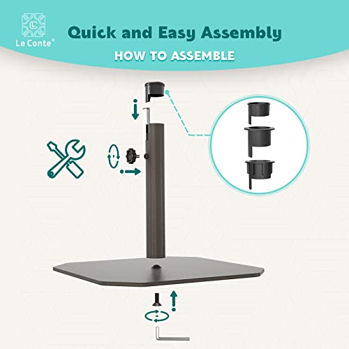 LE CONTE Iron Base Market Umbrella Base Outdoor Patio Table Umbrella Weighted Base, Rust Free (26 lbs, Dark Brown)