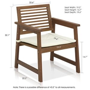 Furinno Tioman Hardwood Armchair in Teak Oil, 2 Arm Chairs, Natural