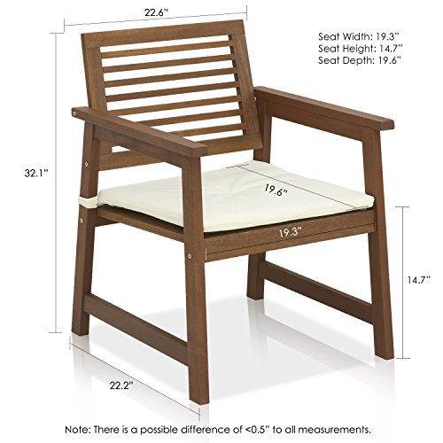 Furinno Tioman Hardwood Armchair in Teak Oil, 2 Arm Chairs, Natural