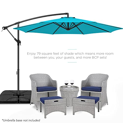 Best Choice Products 10ft Offset Hanging Market Patio Umbrella w/Easy Tilt Adjustment, Polyester Shade, 8 Ribs for Backyard, Poolside, Lawn and Garden - Sky Blue