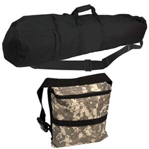 detector warehouse 53″ black heavy duty xl 3 zipper, 2 pocket metal detector bag with camo treasure finds pouch