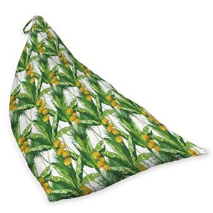 Ambesonne Exotic Lounger Chair Bag, Banana Palm Tree Leaves with Growing Bunch Fruits Bush Jungle Foliage, High Capacity Storage with Handle Container, Lounger Size, Earth Yellow Fern Green