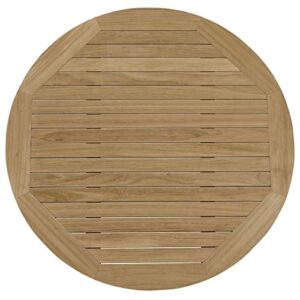 Modway Marina Premium Grade A Teak Wood Outdoor Patio Round Coffee Table in Natural