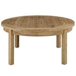 Modway Marina Premium Grade A Teak Wood Outdoor Patio Round Coffee Table in Natural