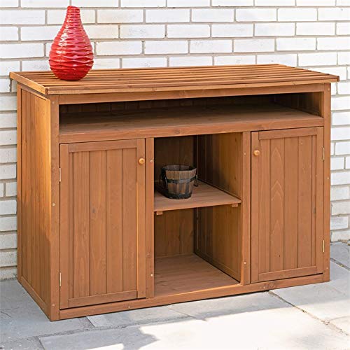 Leisure Season SDH9137 Short Display and Hideaway Storage Cabinet - Brown - Indoor and Outdoor Furniture Shelves - Tool Organizer for Garden, Garage, Patio - Functional Decor for Housing Accessories