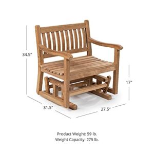 TITAN GREAT OUTDOORS Yosemite Glider Teak Chair, Outdoor Patio Chair, Spa or Garden Seating