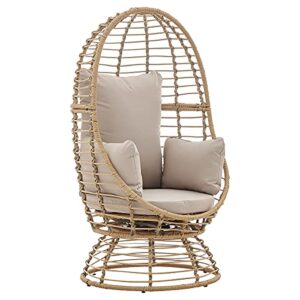 barton oversized egg style wicker chair w/canopy & 4 cushions swivel outdoor patio lounge basket