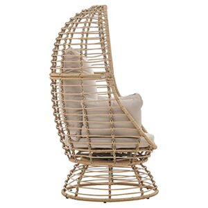 Barton Oversized Egg Style Wicker Chair w/Canopy & 4 Cushions Swivel Outdoor Patio Lounge Basket