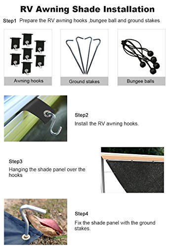 Shatex 8x14ft RV Awning Shade with 90% Privacy Screen Free Kit, Black