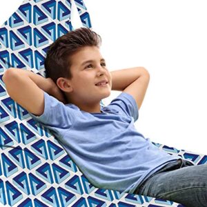 ambesonne geometric lounger chair bag, ornate impossible penrose triangles pattern blue toned illustration, high capacity storage with handle container, lounger size, pale blue navy blue