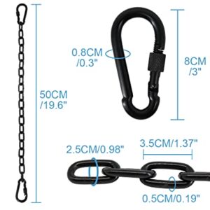 2 Pack Hanging Chair Chain with 4 Carabiners, 440LB Capacity Hanging Kits Heavy Duty Hanging Chair Hardware for Hammock Swing Hanging Chair Punching Bags Sandbag Indoor Outdoor Yoga Gym (Black)