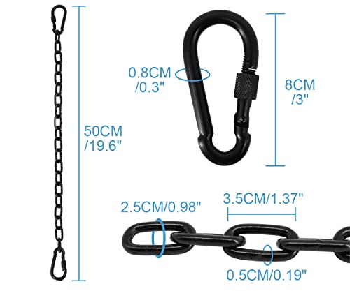 2 Pack Hanging Chair Chain with 4 Carabiners, 440LB Capacity Hanging Kits Heavy Duty Hanging Chair Hardware for Hammock Swing Hanging Chair Punching Bags Sandbag Indoor Outdoor Yoga Gym (Black)