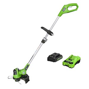 greenworks 24v 12″ cordless string trimmer / edger, 2.0ah battery and charger included