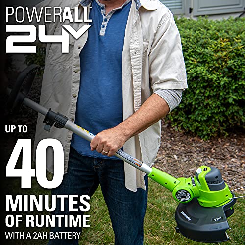 Greenworks 24V 12" Cordless String Trimmer / Edger, 2.0Ah Battery and Charger Included