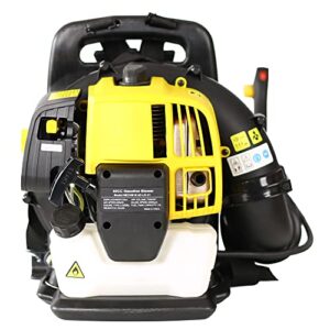 voohek backpack leaf blower, gas-powered, 52cc 2-cycle engine, gasoline blower, 530cfm, 248mph, yellow