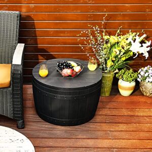 YITAHOME 33 Gallon Round Deck Box, Outdoor Storage Box for Patio Furniture,Patio Table for Cushion, Pool Accessories, Outdoor Toys, Waterproof Resin & Easy Assembly & Lightweight, Black