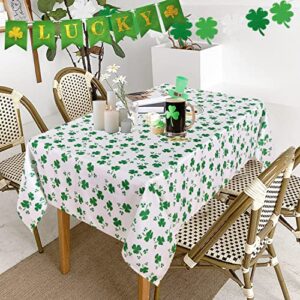 lushvida st.patrick’s day rectangle table cloth, 60 x 84 inch, shamrock patterned irish clover washable microfiber tablecloth decorative table covers for picnic party, 100% polyester, 150 gsm