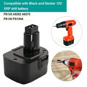 Creabest New 12V 3.5Ah Ni-MH Replacement Battery for Black & Decker Battery PS130 A9252 A9275 PS130 PS130A Power Tool Battery Packs Include one 1.2V-18V 1.5A Charger.