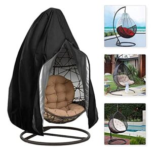 reofrey patio hanging chair covers with zipper design, egg chair covers for outdoor furniture, durable lightweight waterproof and anti-uv swing patio chair protector (black, 75×45 in)