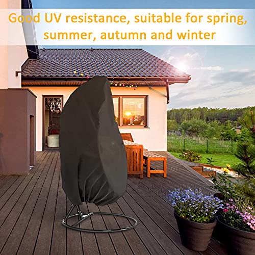 Reofrey Patio Hanging Chair Covers with Zipper Design, Egg Chair Covers for Outdoor Furniture, Durable Lightweight Waterproof and Anti-UV Swing Patio Chair Protector (Black, 75x45 in)