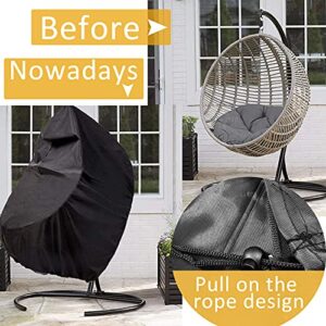 Reofrey Patio Hanging Chair Covers with Zipper Design, Egg Chair Covers for Outdoor Furniture, Durable Lightweight Waterproof and Anti-UV Swing Patio Chair Protector (Black, 75x45 in)