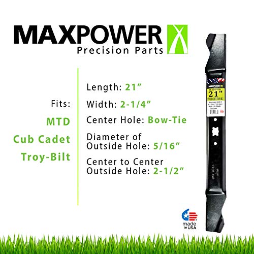 Maxpower 331538B Mower Blades, Replaces OEM # 942-0641, Black