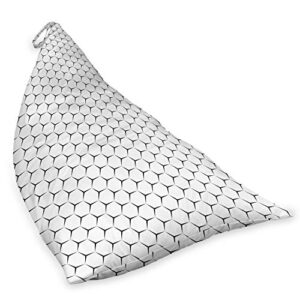 Ambesonne Modern Lounger Chair Bag, Geometric Theme Abstract Hexagons Shapes Honeycombs in Monochrome Design, High Capacity Storage with Handle Container, Lounger Size, Charcoal Grey White