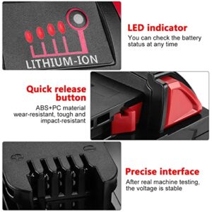 2Pack 6.0Ah 48-59-1850 Battery Replacement for Milwaukee M18 Battery and Charger Compatible with Milwaukee 18V Battery 48-11-1852 48-59-1850 48-11-1850 and Replacement Milwaukee M18 Battery Charger