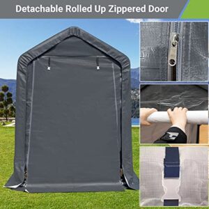 ASTEROUTDOOR 6x6 ft Outdoor Storage Shelter with Rollup Zipper Door Portable Garage Kit Tent Waterproof and UV Resistant Carport Shed for Bicycle, Motorcycle ATV & Gardening Vehicle, Dark Gray