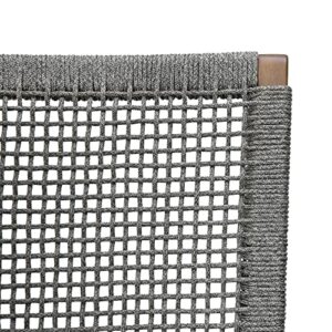 Teamson Home PT-OF0013 Eucalyptus Solid Wood Patio Arm Modern Rope Hand Weaving High Back Club Chair for Outdoor Garden Backyard, Gray