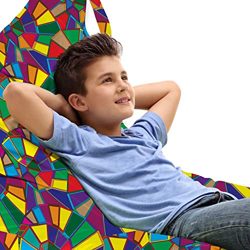 Ambesonne Modern Lounger Chair Bag, Contemporary and Colorful Simple Geometric Formations Spiral Inspired Elements, High Capacity Storage with Handle Container, Lounger Size, Multicolor
