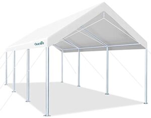 quictent 10’x20’ heavy duty carport car canopy galvanized car boat shelter with reinforced steel cables-white