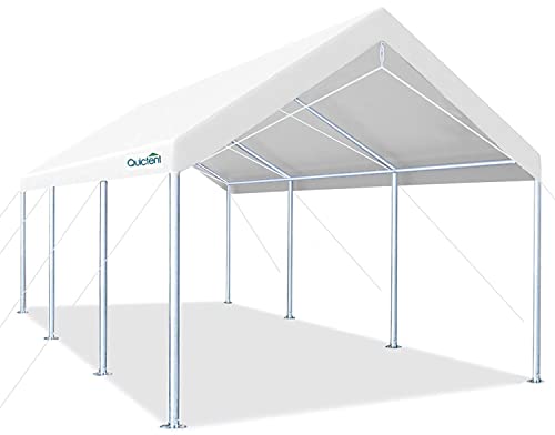 Quictent 10’x20’ Heavy Duty Carport Car Canopy Galvanized Car Boat Shelter with Reinforced Steel Cables-White