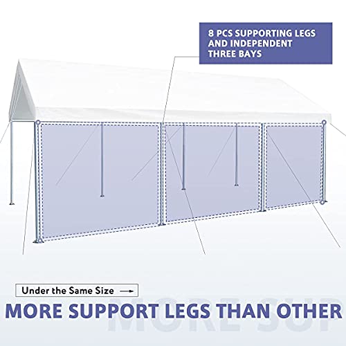 Quictent 10’x20’ Heavy Duty Carport Car Canopy Galvanized Car Boat Shelter with Reinforced Steel Cables-White