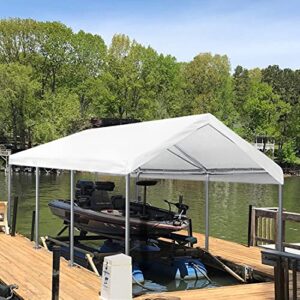 Quictent 10’x20’ Heavy Duty Carport Car Canopy Galvanized Car Boat Shelter with Reinforced Steel Cables-White