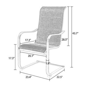 Iwicker 4 Pieces Outdoor Dining Chairs, Patio C Spring Motion Steel Textilene Dining Chairs with Cotton-Padded and High Back for Porch, Balcony, Backyard and Indoor