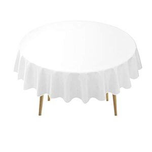 white plastic tablecloths 2 pack disposable table covers 84 inch circle bridal shower party tablecovers peva solid table cloths for bbq picnic birthday wedding banquet parties 6 ft round table use