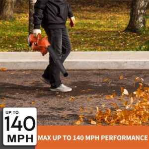 Azollin Leaf Blower, 20V Cordless Leaf Blower with 3.0Ah Battery and Charger, 2-Speed Electric Leaf Blower, 2-in-1 Battery Blower/Vacuum Design 140 MPH for Jobsite Lawn Care Light Yard Work Sweeping