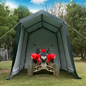 ERGOMASTER 7 Ft x 12 Ft Outdoor Carport Patio Storage Shelter Metal Frame and Waterproof Ripstop Cover for Motorcycle and ATV Car