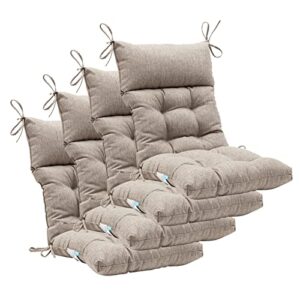 qilloway indoor/outdoor high back chair cushion,tufted, replacement cushions – pack of 4. (tan/grey)