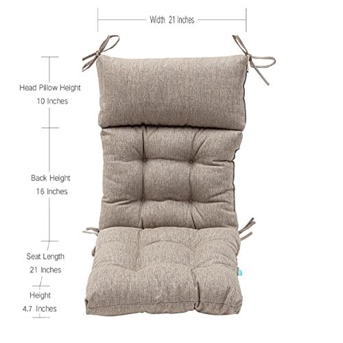 QILLOWAY Indoor/Outdoor High Back Chair Cushion,Tufted, Replacement Cushions - Pack of 4. (TAN/Grey)