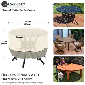 LSongSKY Round Patio Table Cover,Round Patio Table Covers For Outdoor Furniture Waterproof,Suitable For 36 inch Round Patio Table(36"DIA x 23"H),White&Grayish Green