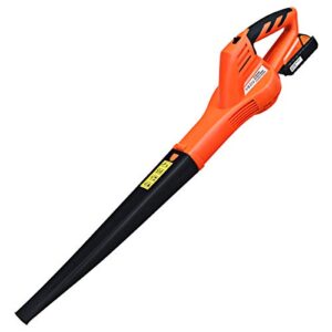 gymax leaf blower, 20v 2.0ah cordless sweeper of lightweight & multi-purpose use with ergonomic grip, handheld, 130 mph 90 cfm, blower battery & charger included (orange)