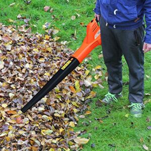 GYMAX Leaf Blower, 20V 2.0Ah Cordless Sweeper of Lightweight & Multi-Purpose Use with Ergonomic Grip, Handheld, 130 MPH 90 CFM, Blower Battery & Charger Included (Orange)