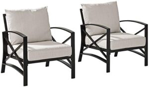 crosley furniture ko60013bz-ol kaplan outdoor metal arm chairs, oiled bronze with oatmeal cushions