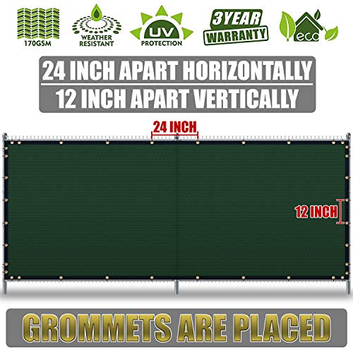 ShadeMart 6' x 50' Green Fence Privacy Screen Windscreen Shade Fabric Cloth HDPE, 90% Visibility Blockage, with Grommets, Heavy Duty Commercial Grade, Cable Zip Ties Included (We Customize Size)