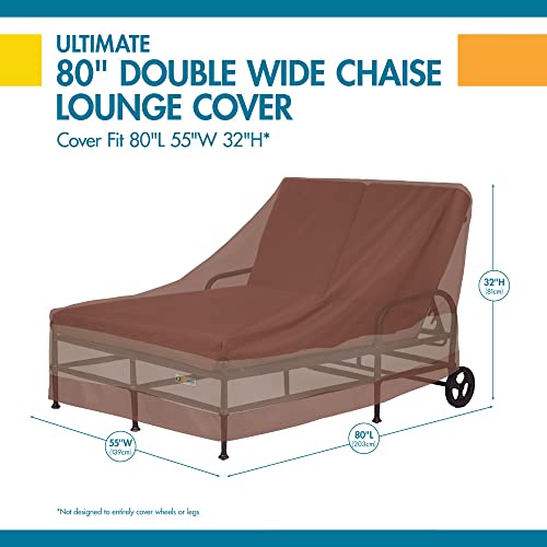 Duck Covers Ultimate Waterproof Patio Double Wide Chaise Lounge Chair Cover, 80 Inch